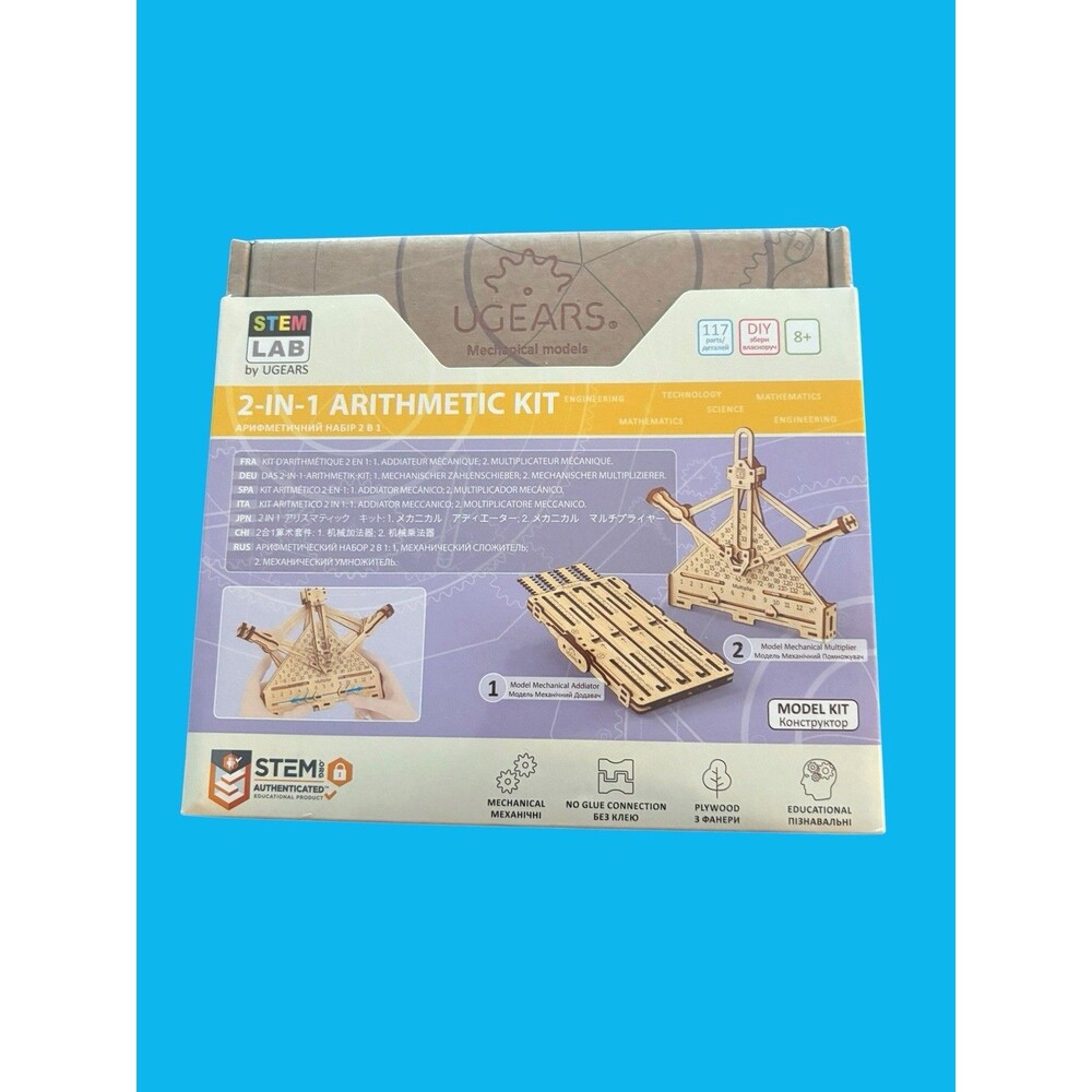 UGEARS 117pcs STEM LAB ARITHMETIC KIT -Mechanical Wooden Model SET-3D DIY Puzzle